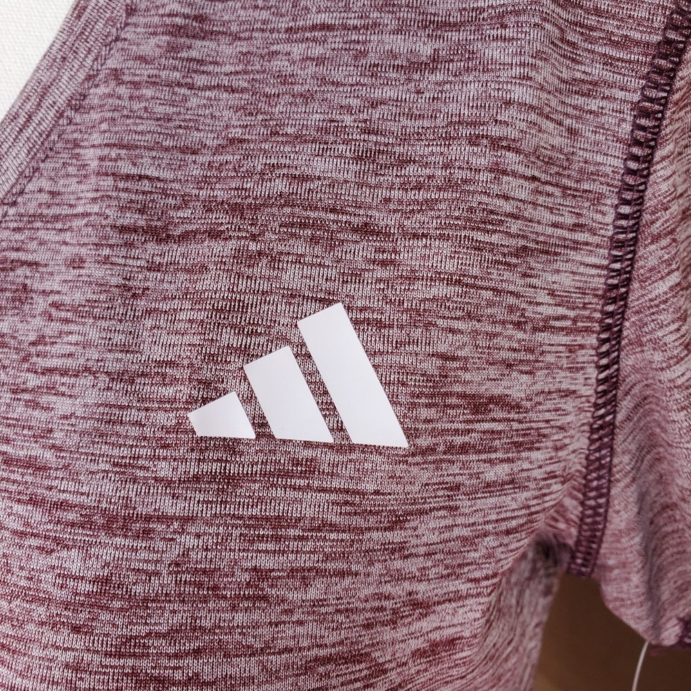 NWT Adidas Women's V-Neck Tech Heather Tee T-Shirt Shadow Fig Size Small - Picture 7 of 16